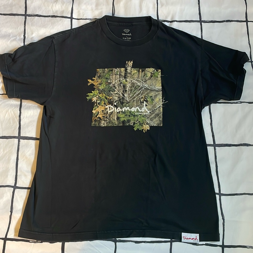 Diamond Supply Co. Men’s Black Camo Logo T‑Shirt